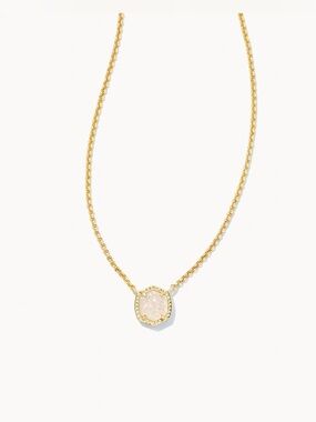 Kendra Scott Davie Gold Pendant Necklace in Iridescent Drusy